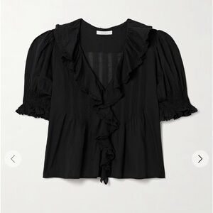 Doen Henri ruffled pintucked organic cotton-voile top